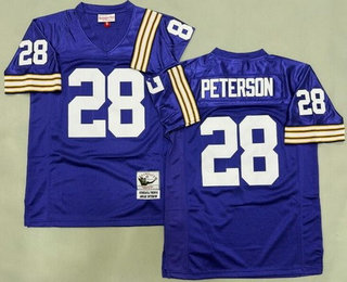 Men's Minnesota Vikings #28 Adrian Peterson Purple Throwback Jersey