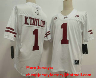 Men's Mississippi State Bulldogs #1 Kamario Taylor White College Football Jersey