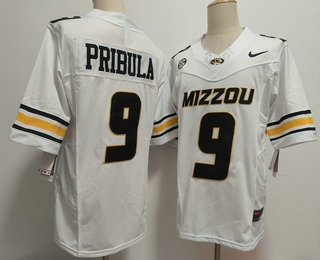 Men's Missouri Tigers #9 Beau Pribula Limited White FUSE College Football Jersey