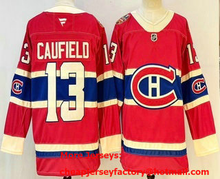 Men's Montreal Canadiens #13 Cole Caufield Red 2026 Heritage Classic Authentic Jersey