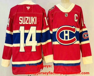 Men's Montreal Canadiens #14 Nick Suzuki Red With C Patch 2026 Heritage Classic Authentic Jersey