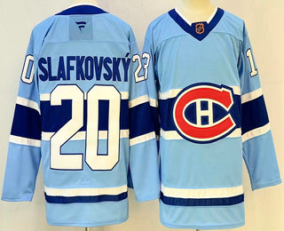 Men's Montreal Canadiens #20 Juraj Slafkovsky Light Blue Reverse Retro Authentic Jersey