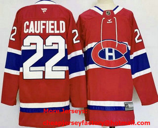Men's Montreal Canadiens #22 Cole Caufield Red 2025 Stitched Jersey