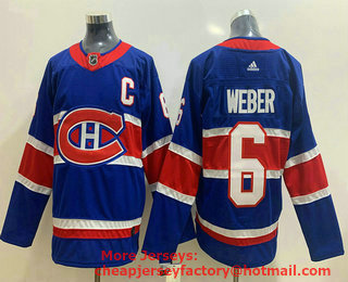 Men's Montreal Canadiens #6 Shea Weber Blue Adidas 2020-21 Alternate Authentic Player NHL Jersey