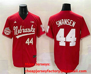 Men's Nebraska Huskers #44 Gabe Swansen Red Champions Patch Vapor Limited Stitched Jersey