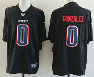 Men's New England Patriots #0 Christian Gonzalez Limited Black Fashion Vapor Jersey