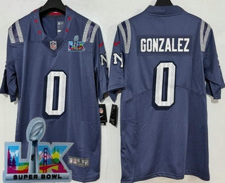 Men's New England Patriots #0 Christian Gonzalez Limited Gray Rivalries Super Bowl LX Vapor Jersey
