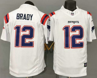 Men's New England Patriots #12 Tom Brady Limited White FUSE Vapor Jersey