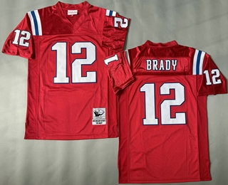 Men's New England Patriots #12 Tom Brady Red Throwback Jersey