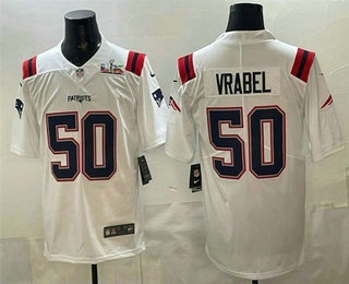 Men's New England Patriots #50 Mike Vrabel Limited White Super Bowl LX Vapor Jersey