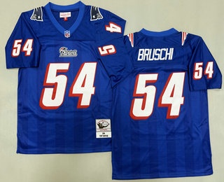 Men's New England Patriots #54 Tedy Bruschi Ligth Blue Throwback Jersey