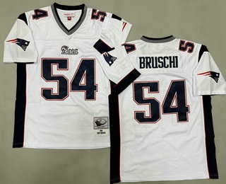 Men's New England Patriots #54 Tedy Bruschi White 1996 Throwback Jersey
