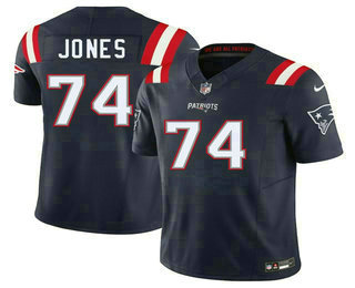 Men's New England Patriots #74 Caleb Jones Navy FUSE Vapor Limited Stitched Jersey