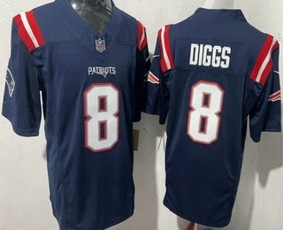 Men's New England Patriots #8 Stefon Diggs Limited Navy FUSE Vapor Jersey