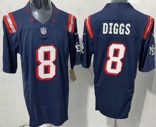 Men's New England Patriots #8 Stefon Diggs Limited Navy Rivalries FUSE Vapor Jersey