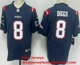 Men's New England Patriots #8 Stefon Diggs Limited Navy Vapor Jersey