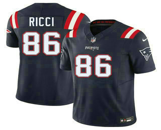 Men's New England Patriots #86 Giovanni Ricci Navy FUSE Vapor Limited Stitched Jersey
