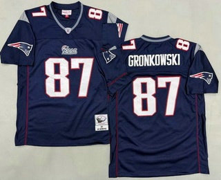 Men's New England Patriots #87 Rob Gronkowski Navy 2007 Throwback Jersey