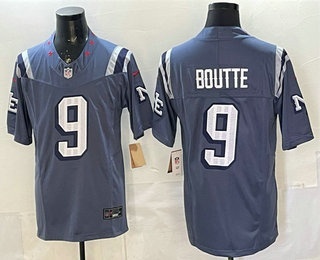 Men's New England Patriots #9 Kayshon Boutte Blue FUSE Rivalries Vapor Limited Stitched Jersey