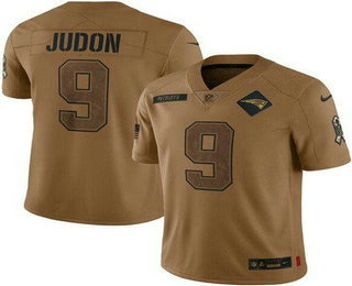 Men's New England Patriots #9 Matt Judon Limited Brown 2023 Salute To Service Jersey