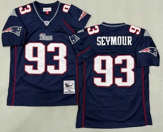 Men's New England Patriots #93 Richard Seymour Navy 2003 Throwback Jersey