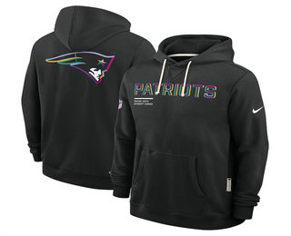 Men's New England Patriots Black 2025 Crucial Catch Club Pullover Hoodie