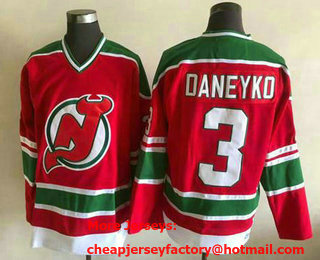 Men's New Jersey Devils #3 Ken Daneyko Red Green Stitched Jersey
