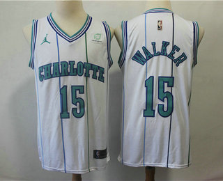 Men's New Orleans Pelicans #15 Kemba Walker 2019 Jordan White Hardwood Classics Soul Throwback Swingman Stitched NBA Jersey With The Sponsor Logo