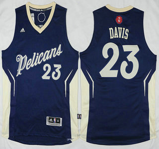 Men's New Orleans Pelicans #23 Anthony Davis Revolution 30 Swingman 2015 Christmas Day Navy Blue Jersey