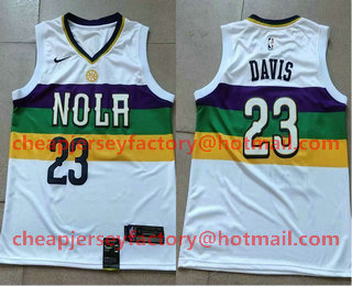 Men's New Orleans Pelicans #23 Anthony Davis White Nike 2019 New Season Swingman City Edition Jersey