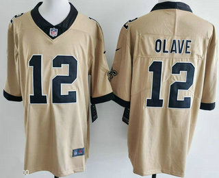 Men's New Orleans Saints #12 Chris Olave Limited Gold Alternate Vapor Jersey