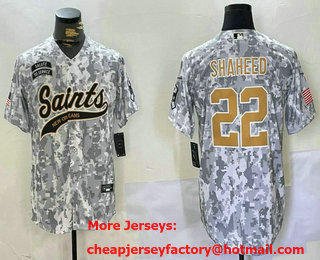 Men's New Orleans Saints #22 Rashid Shaheed Arctic Camo 2024 Salute to Service Stitched Baseball Jersey