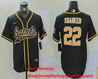 Men's New Orleans Saints #22 Rashid Shaheed Black Cool Base Stitched Baseball Jersey