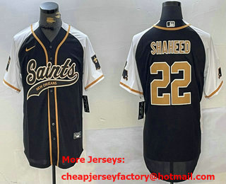 Men's New Orleans Saints #22 Rashid Shaheed Black White 1987 Legacy Cool Base Stitched Baseball Jersey