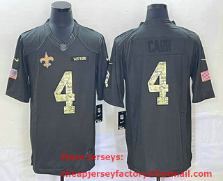 Men's New Orleans Saints #4 Derek Carr Black Anthracite 2016 Salute To Service Stitched NFL Nike Limited Jersey