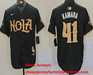 Men's New Orleans Saints #41 Alvin Kamara Black Nola Baseball Jersey