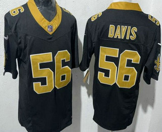 Men's New Orleans Saints #56 DeMario Davis Limited Black FUSE Vapor Jersey