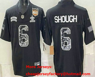 Men's New Orleans Saints #6 Tyler Shough Limited Black 60TH Patch FUSE 2026 Salute To Service Jersey