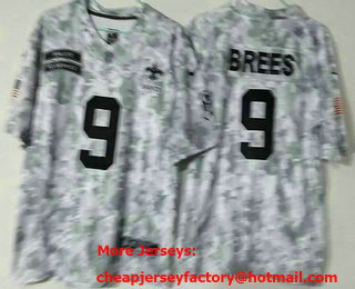 Men's New Orleans Saints #9 Drew Brees Arctic Camo 2024 FUSE Salute to Service Limited Stitched Jersey