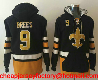 Men's New Orleans Saints #9 Drew Brees NEW Black Pocket Stitched NFL Pullover Hoodie