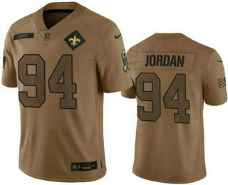 Men's New Orleans Saints #94 Cameron Jordan Limited Brown 2023 Salute To Service Jersey