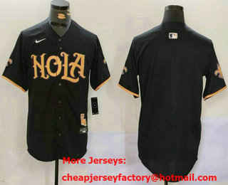 Men's New Orleans Saints Blank Black Cool Base Stitched Baseball Jersey