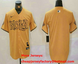 Men's New Orleans Saints Blank Yellow Nola Baseball Jersey