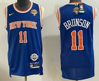 Men's New Yok Knicks #11 Jalen Brunson Blue 2026 Finals Champions Patch Fashion Stitched Jersey