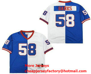 Men's New York Giants #58 Carl Banks Blue White Split Throwback Jersey
