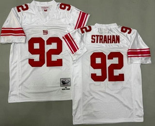 Men's New York Giants #92 Michael Strahan White 2007 Throwback Jersey
