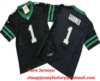 Men's New York Jets #1 Sauce Gardner Limited Black 2024 FUSE Vapor Jersey