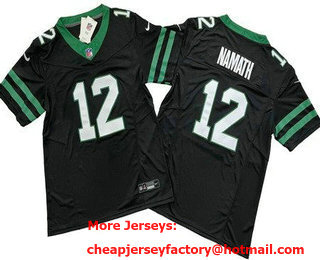 Men's New York Jets #12 Joe Namath Limited Black 2024 FUSE Vapor Jersey