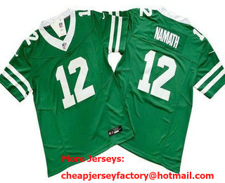 Men's New York Jets #12 Joe Namath Limited Green 2024 FUSE Vapor Jersey