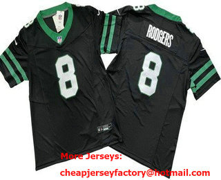 Men's New York Jets #8 Aaron Rodgers Limited Black 2024 FUSE Vapor Jersey